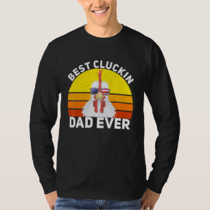 Retro Best Cluckin Dad Ever American Chicken Farm T-Shirt