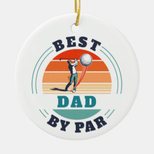 Retro Best Dad By Par Custom Christmas Ceramic Tree Decoration