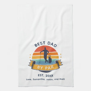 Retro Best Dad by Par Golfing Lover Custom Tea Towel