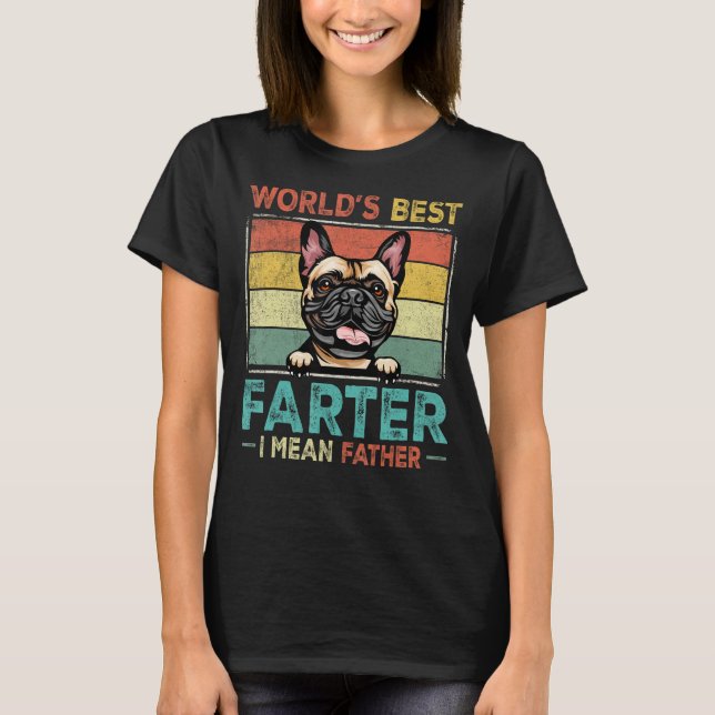 Retro Best Dad Ever Cool French Bulldog Dog Pet Lo T-Shirt (Front)