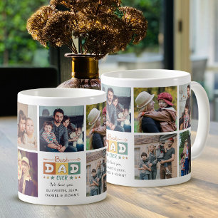 Retro Best Dad Ever Custom Photo Collage Coffee Mug