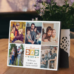 Retro Best Dad Ever Custom Photo Collage Plaque