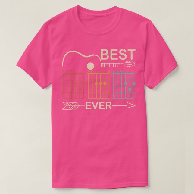 Retro Best Dad Ever D A D Chord Guitar Guitarist F T-Shirt (Design Front)