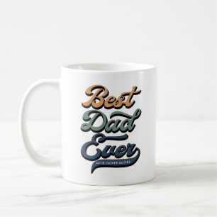 Retro Best Dad Ever Photo Father's Day Kids' Name  Coffee Mug