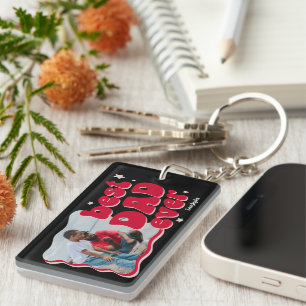 Retro Best Dad Ever Photo Keepsake Key Ring
