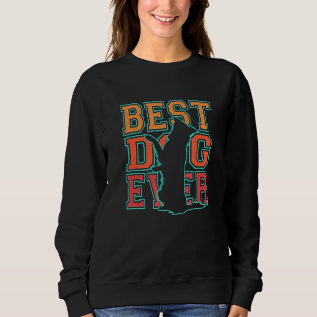 Retro Best Dog Ever Border Collie Theme Design Sweatshirt (Front)