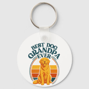 Retro Best Dog Grandpa Ever Golden Retriever Key Ring