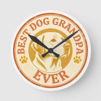 Retro Best Dog Grandpa Ever Labrador Round  Clock