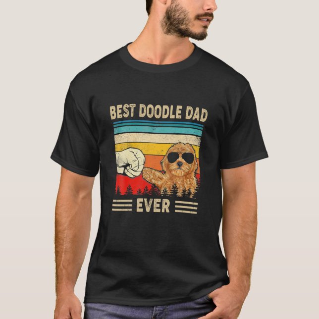Retro Best Doodle Dog Dad Ever Goldendoodle Dog T-Shirt (Front)