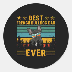 Retro Best French Bulldog Dad Ever Dog Father's Da Classic Round Sticker