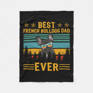 Retro Best French Bulldog Dad Ever Dog Father's Da Fleece Blanket