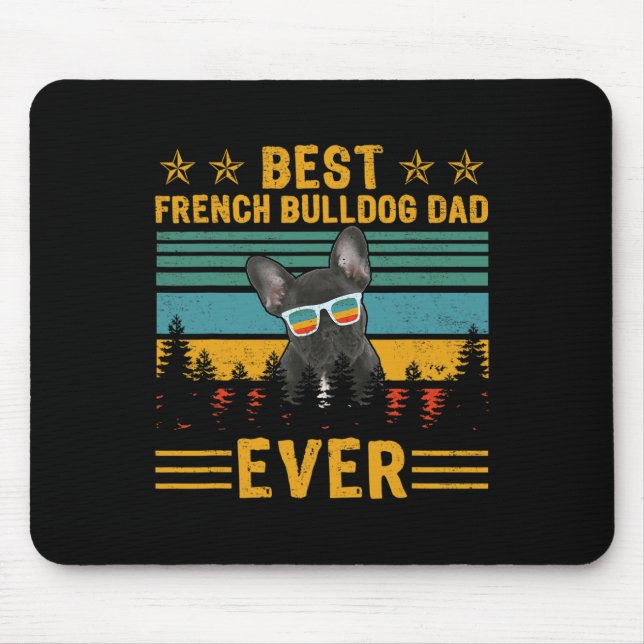 Retro Best French Bulldog Dad Ever Dog Father's Da Mouse Mat (Front)