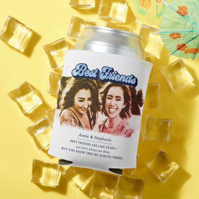 Retro Best Friends Are Like Stars Photo Can Cooler (In Situ Summer)
