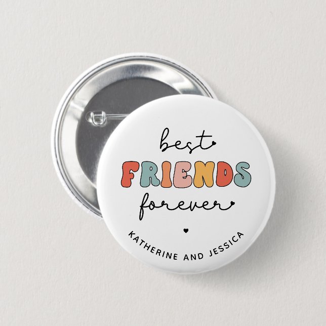 Retro Best Friends Forever | Besties Gifts 6 Cm Round Badge (Front & Back)