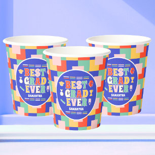 Retro Best Grad Ever Blue Graduation Party  Paper Cups