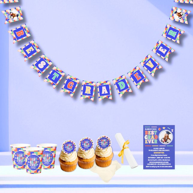 Retro Best Grad Ever Photo Graduation Party Bunting (Creator Uploaded)