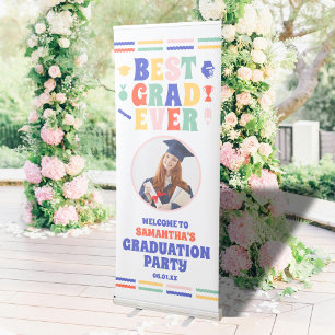 Retro Best Grad Ever Photo Graduation Welcome Retractable Banner