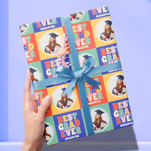 Retro Best Grad Ever Photo Graduation Wrapping Paper