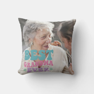 Retro Best Grandma Ever Personalised Photo Cushion