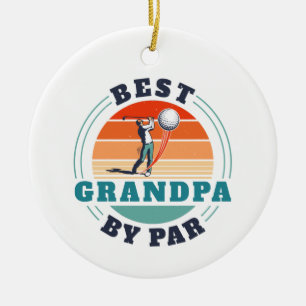 Retro Best Grandpa By Par Custom Christmas Golfing Ceramic Tree Decoration