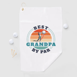 Retro Best Grandpa By Par Custom Fathers Day Golf Towel