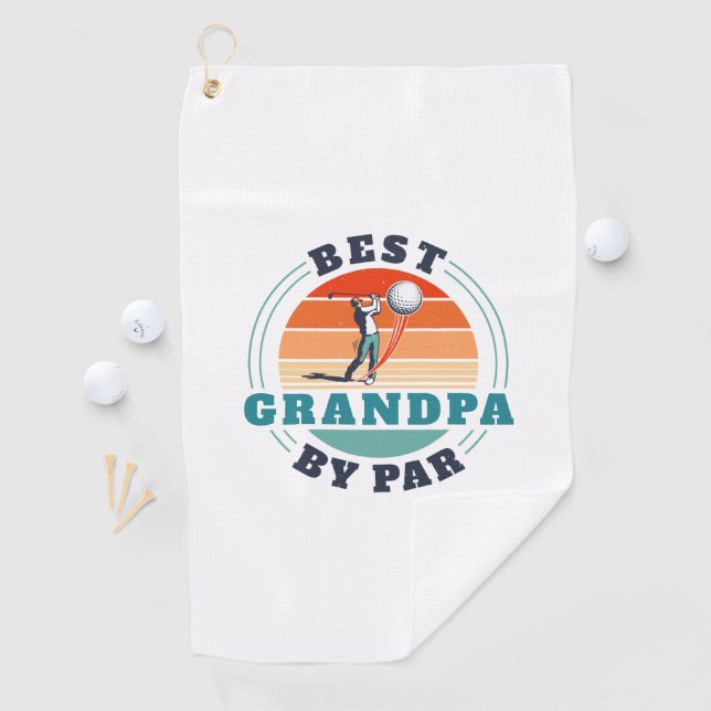 Retro Best Grandpa By Par Custom Fathers Day Golf Towel (InSitu)