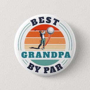 Retro Best Grandpa By Par Custom Golf Retirement 6 Cm Round Badge