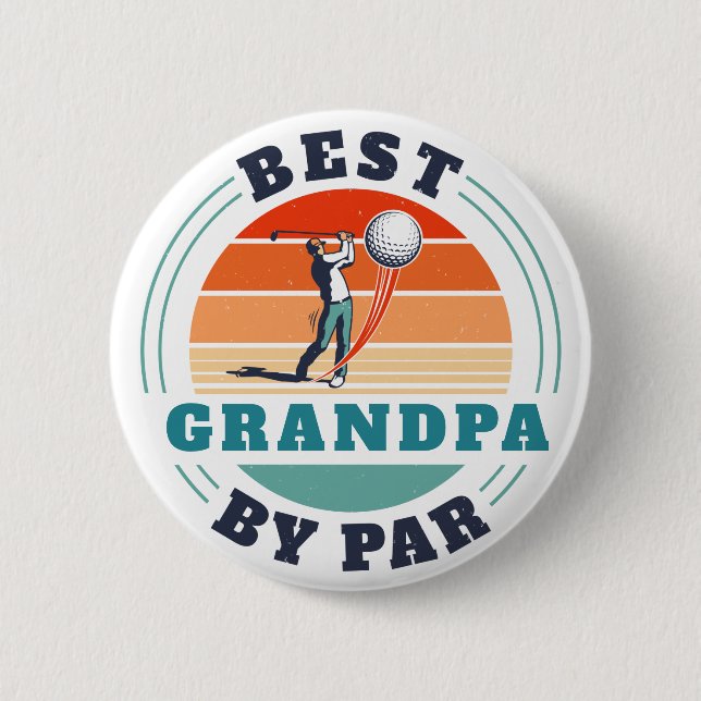 Retro Best Grandpa By Par Custom Golf Retirement 6 Cm Round Badge (Front)