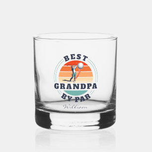Retro Best Grandpa By Par Fathers Day Personalised Whiskey Glass