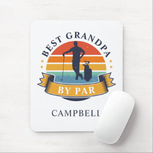Retro Best Grandpa By Par Personalised Golfer Pop Mouse Mat