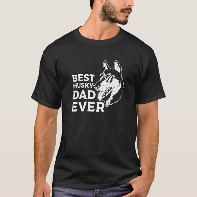 Retro Best Husky Dad Ever Siberian Huskies   T-Shirt (Front)