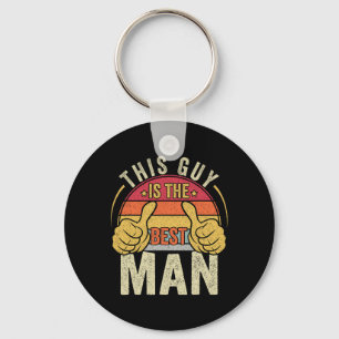 Retro Best Man Wedding Groomsmen Funny Bridal Bach Key Ring