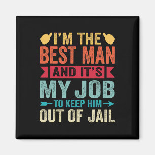 Retro Best Man Wedding Groomsmen Funny Bridal Bach Magnet