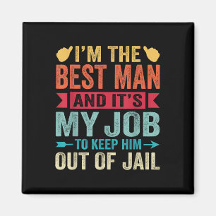 Retro Best Man Wedding Groomsmen Funny Bridal Bach Magnet