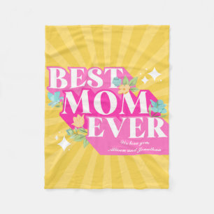 Retro Best Mum Ever Custom Mother's Day Fleece Blanket