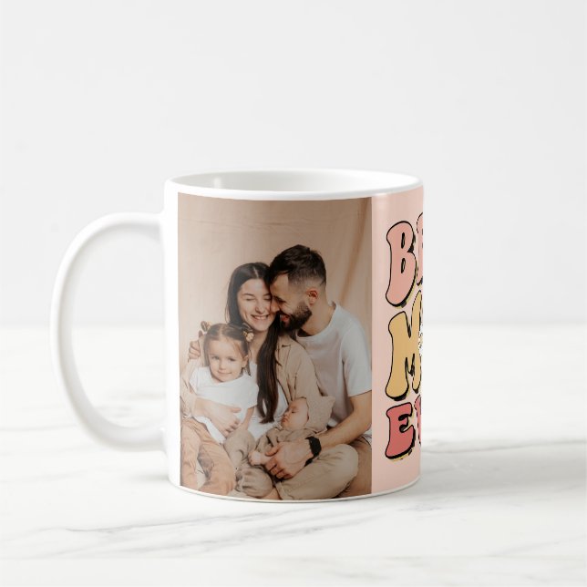 Retro Best Mum Ever Custom Photo Coffee Mug (Left)