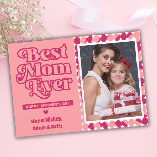 Retro Best Mum Ever Personalised Photo Mothers Day Card