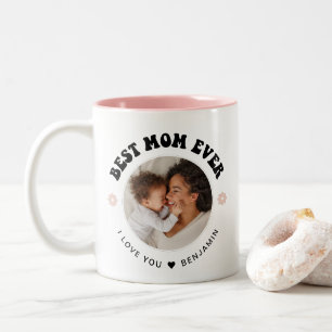 Retro Best Mum Ever Photo Two-Tone Coffee Mug
