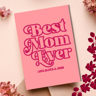 Retro Best Mum Ever Pink Groovy Mother's Day Photo Card