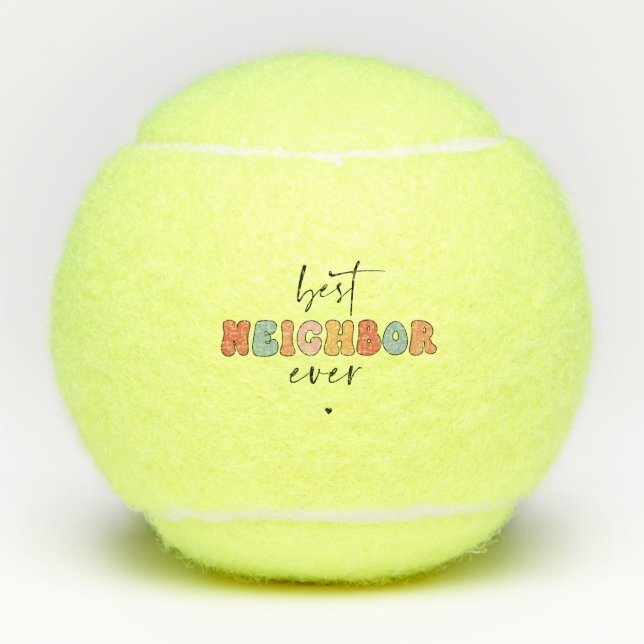 Retro Best Neighbour Ever Cute Tennis Balls (Front)