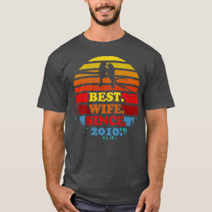 Retro Best Wife Since 2010 Sunset Wedding Annivers T-Shirt