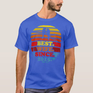Retro Best Wife Since 2015 Sunset Wedding Annivers T-Shirt
