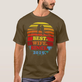 Retro Best Wife Since 2019 Sunset Wedding Annivers T-Shirt