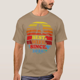 Retro Best Wife Since 2020 Sunset Wedding Annivers T-Shirt