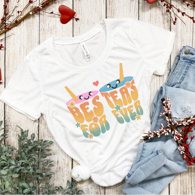 Retro Besteas Forever Bestie Tea Pun Cute Friends T-Shirt (Creator Uploaded)