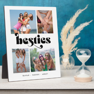 Retro Besties 4 Photo Friends Collage Plaque