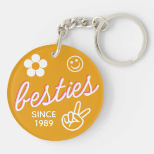 Retro Besties Photo Friendship Key Ring