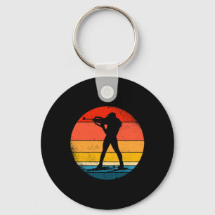 Retro Biathlon Design Cross-country Skiing Biathle Key Ring
