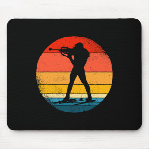 Retro Biathlon Design Cross-country Skiing Biathle Mouse Mat