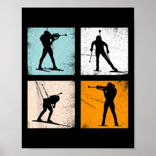 Retro Biathlon Wintersports Fans Men Women Kids  Poster